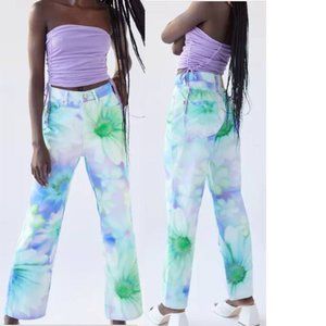 BDG High Rise Floral Jeans - Blue and Green